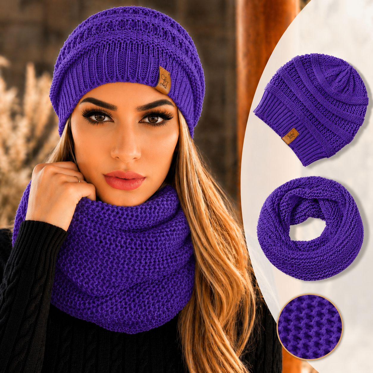 conjunto gorro e gola- purpura unisex