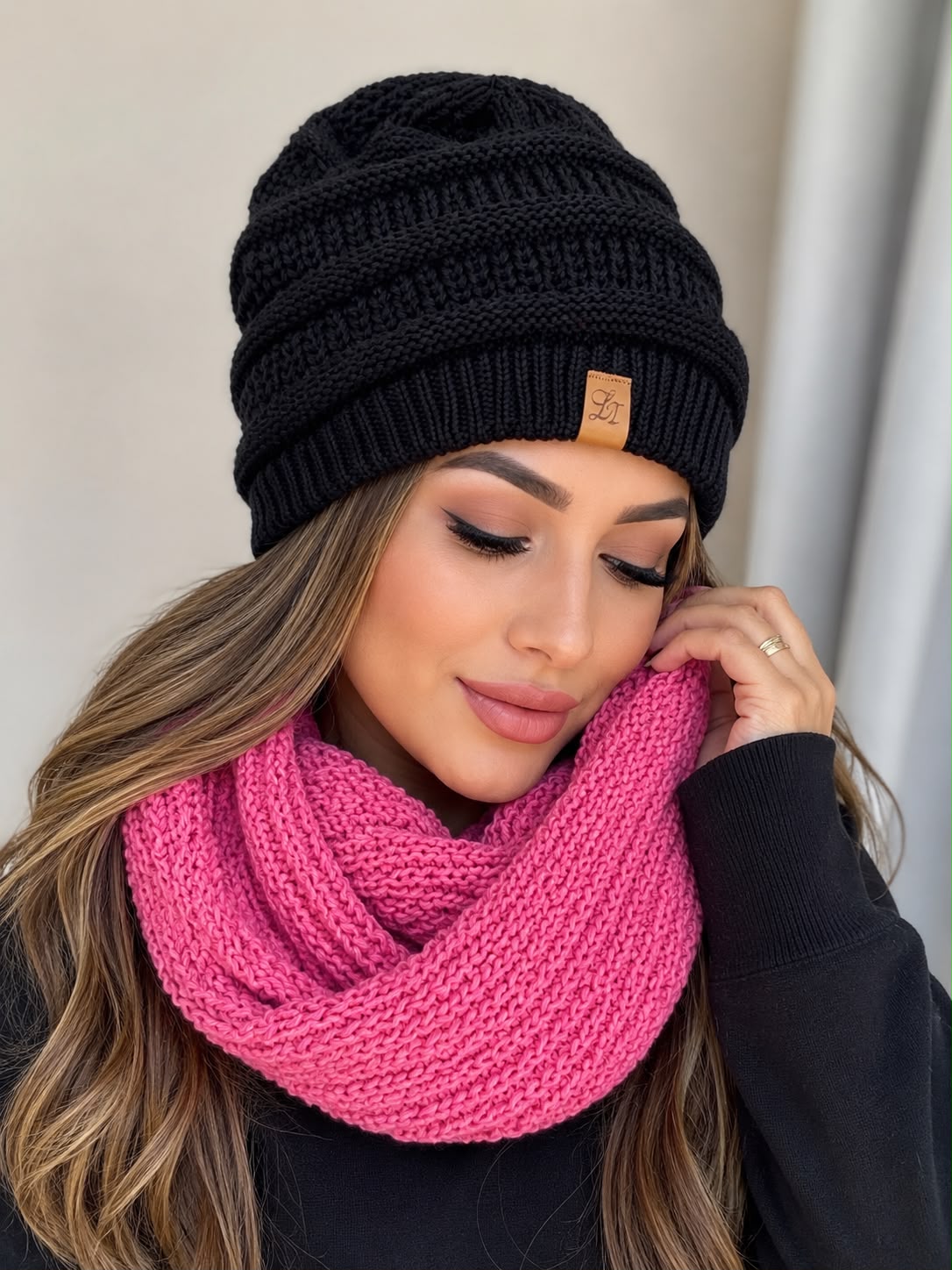 conjunto gorro e gola- rosa eclipse