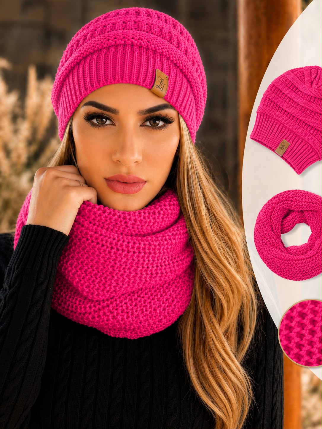 conjunto gorro e gola-chiclete