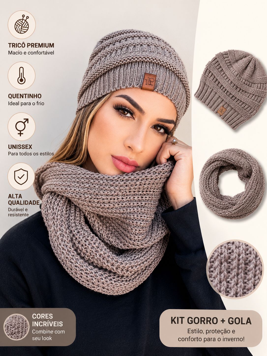 CONJUNTO GORRO E GOLA GRAMADO