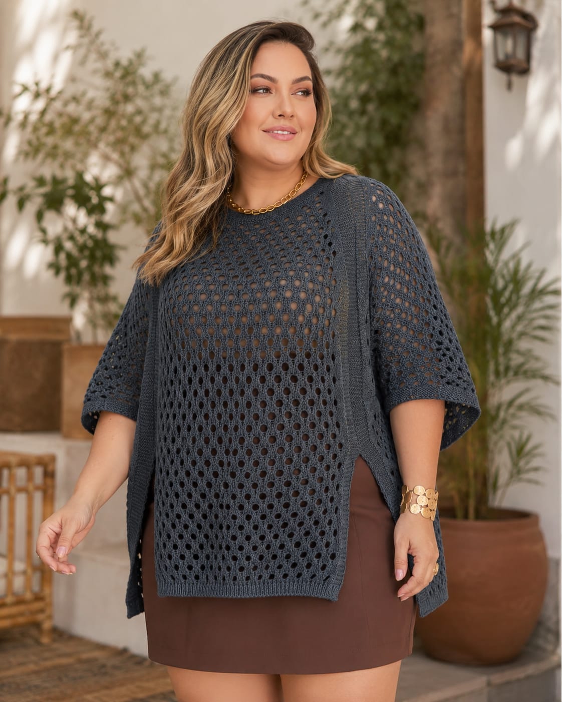 Blusa Casulo- chumbo