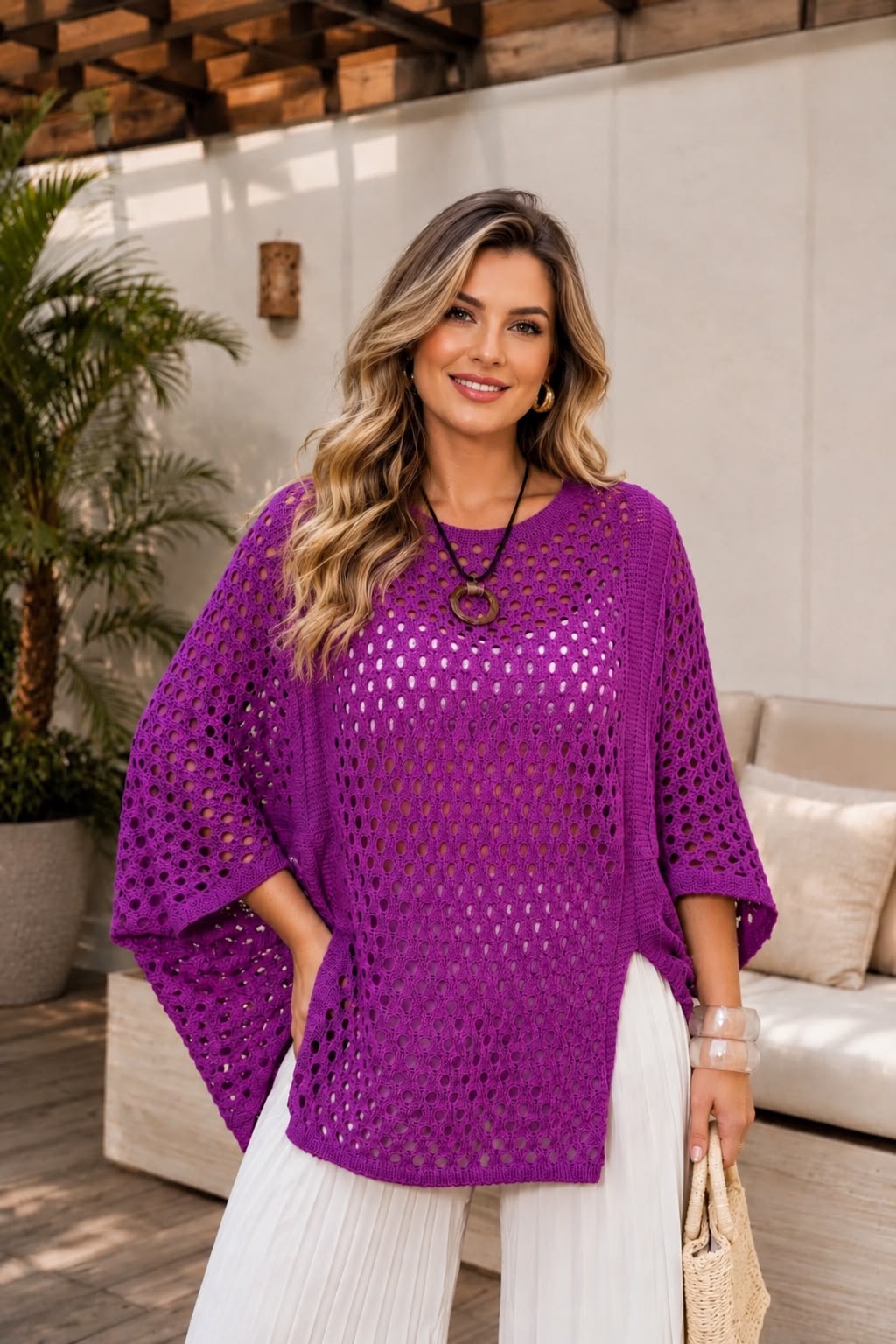 Blusa Casulo- pink fúcsia