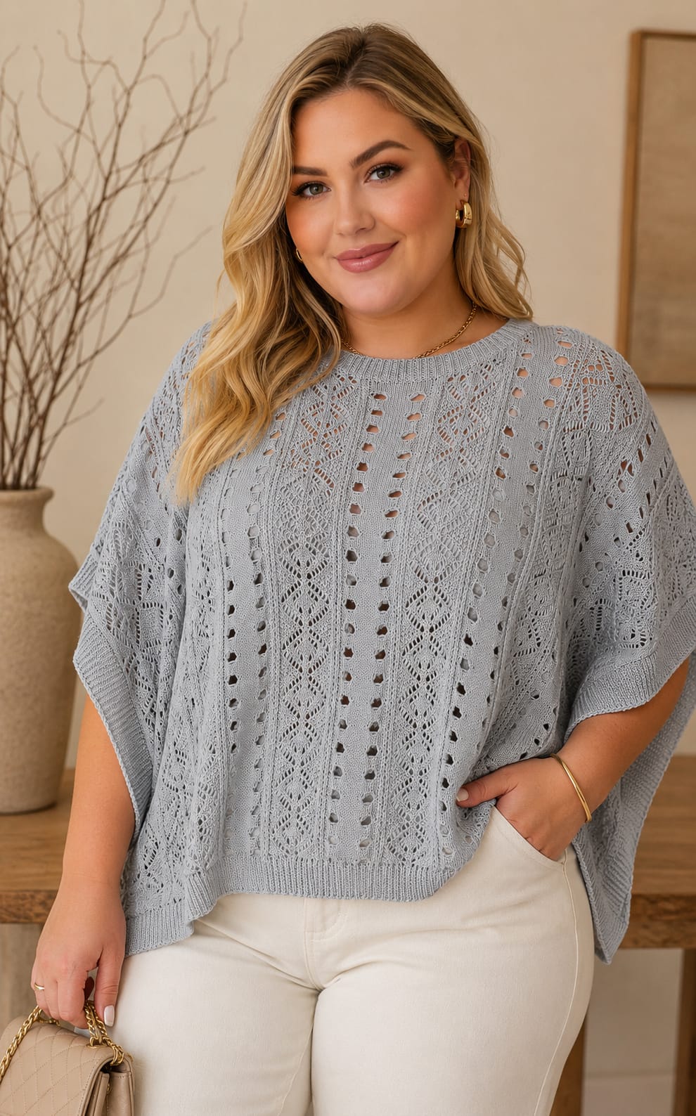 Blusa rendada- prata