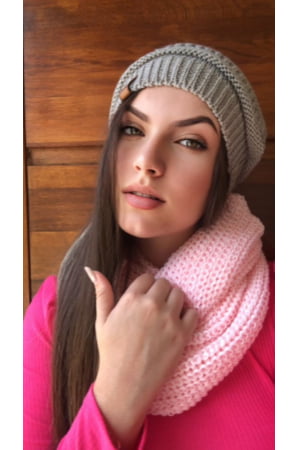 CONJUNTO DE GORRO E GOLA UNISSEX DOÇURA