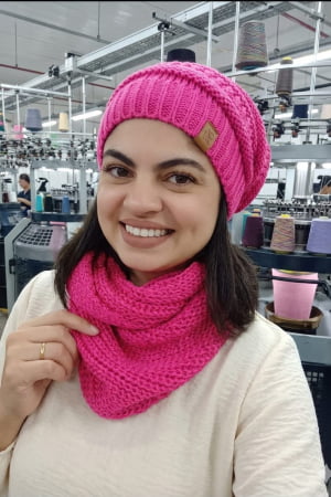 conjunto gorro e gola-chiclete