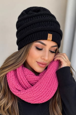 conjunto gorro e gola- rosa eclipse