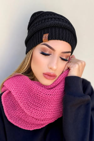 conjunto gorro e gola- rosa eclipse