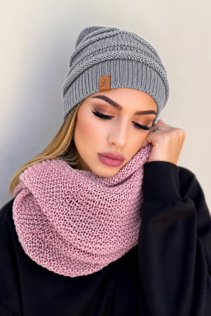 conjunto gorro e gola-bruma rose