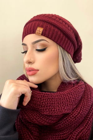 CONJUNTO GORRO E GOLA UNISEX - MALBEC