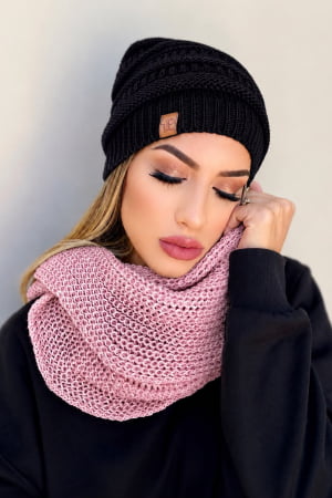 conjunto gorro e gola-tulipa rose