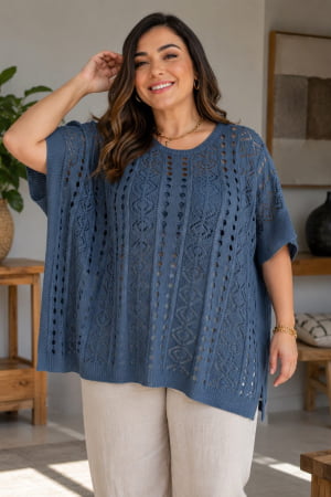 Blusa rendada- grafite