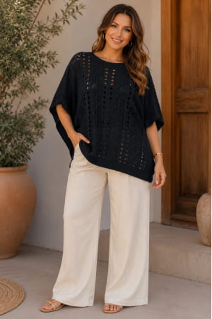 Blusa rendada- preta