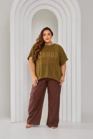 Blusa rendada- verde exército 