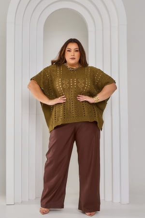 Blusa rendada- verde exército 