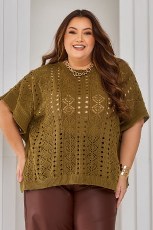 Blusa rendada- verde exército 