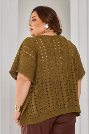 Blusa rendada- verde exército 