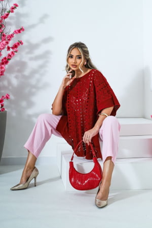 Blusa Rendada- vermelha 