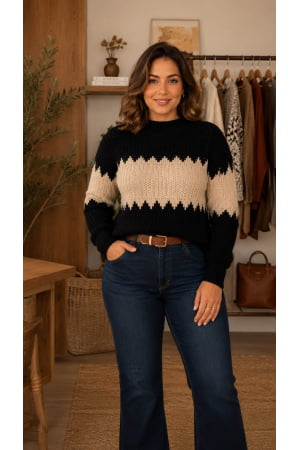 Blusa trama Siena- preta Blusa trama Siena- preta