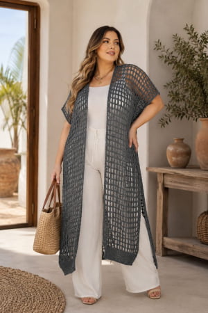 Max kimono - cinza chumbo 