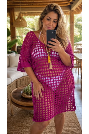 Saída V- pink fúcsia 