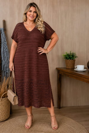 Vestido amplo- marrom 