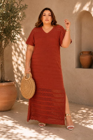 Vestido amplo- terracota 